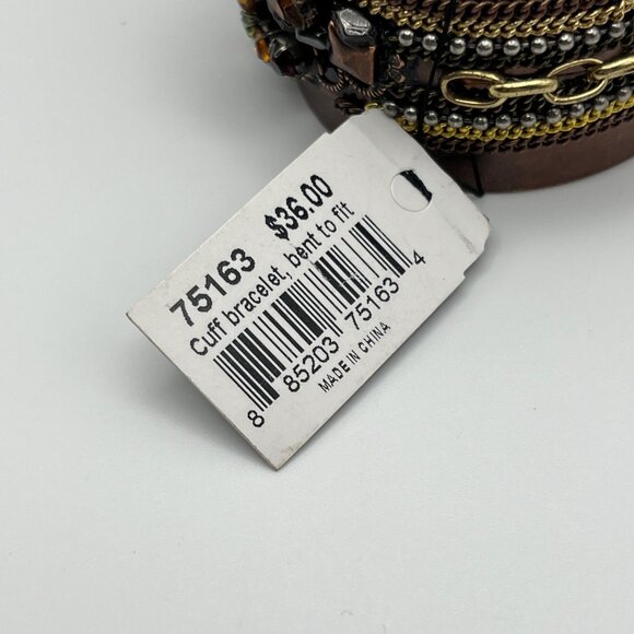 Cookie Lee Copper Cuff Bracelet With Gemstone Accents & Chain‎ Details NEW - Picture 6 of 7